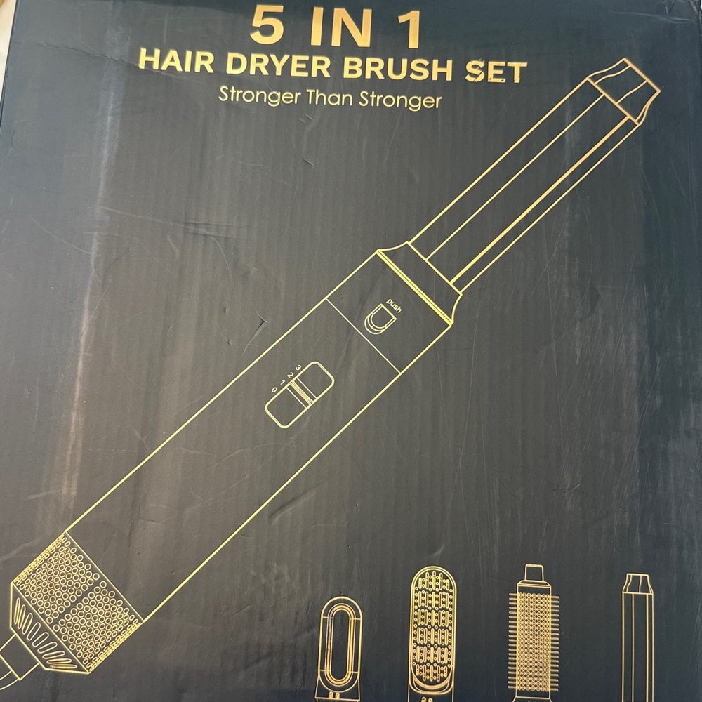 5 in 1 Hair Dryer Brush Set - White, Black and Gold
New